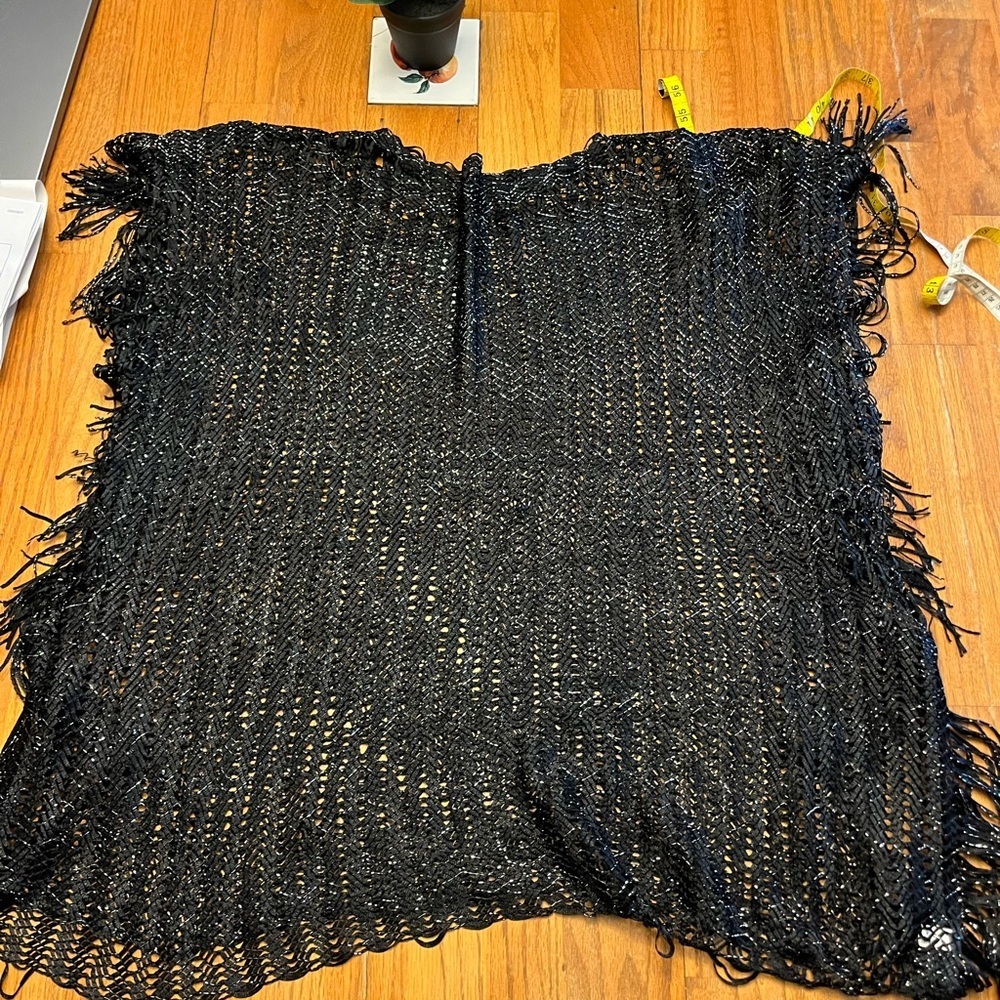 Knitted Fringe Beach Coverup/ Shaw